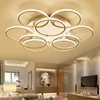 Plafonnier LED en aluminium blanc avec 9 anneaux lumineux, design créatif, en acrylique, idéal pour un salon ► Photo 1/6