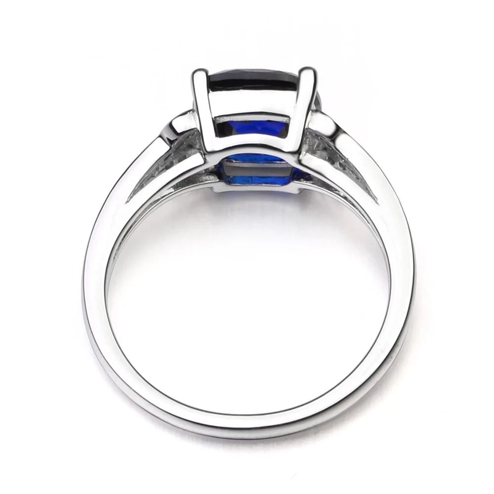 Leige Jewelry Solid 925 Sterling Silver Sapphire Ring Gemstone September Birthstone Cushion Cut Engagement Ring Gifts for Her