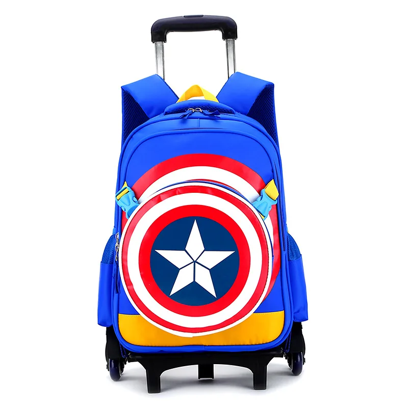 New Primary School Trolley Bags Captain America Children Anime Backpack Schoolbag Child With Wheels ;School Bags With Trolley New Primary School Trolley Bags Captain America Children Anime Backpack Schoolbag Child With Wheels ;School Bags With Trolley