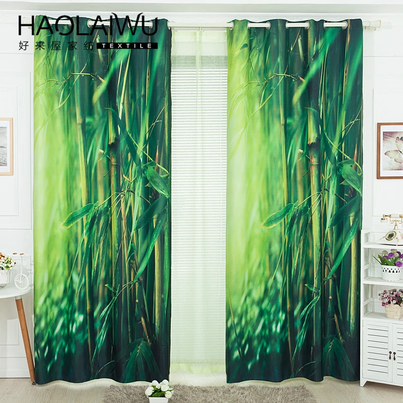 

Free shipping modern style 3D digital print Blackout bamboo curtain for living room window custom made tende curtain