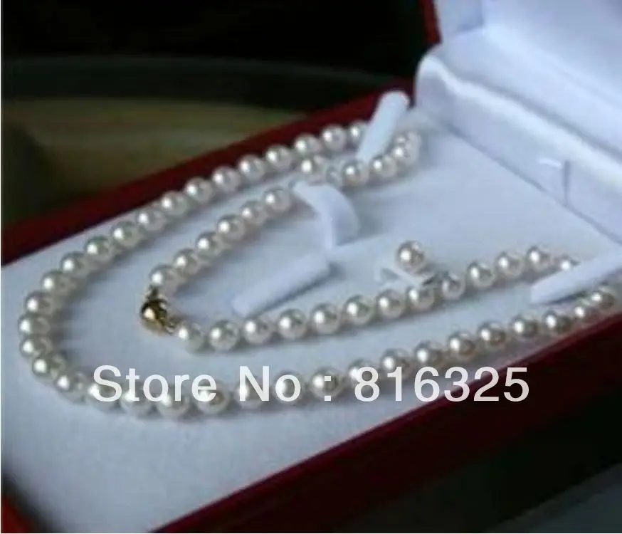 

Hot sell Noble- FREE SHIPPING 8MM White Akoya SHELL Pearl Necklace Earring Set NO BOX (A0423)