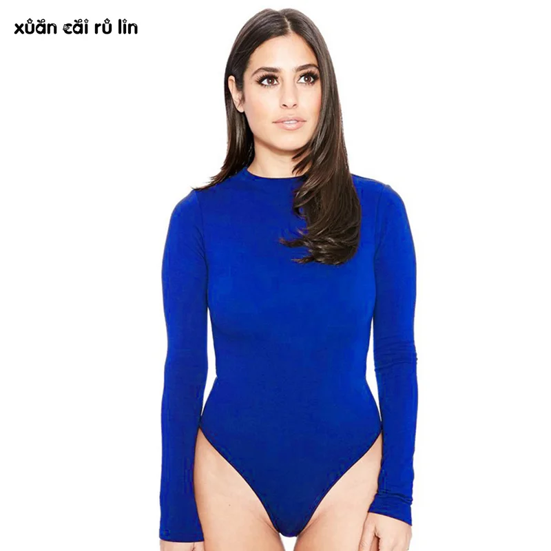 Sexy long sleeve bodysuit Women elastic black nude fashion elegant bodysuit Casual Button winter autumn romper Female body suits