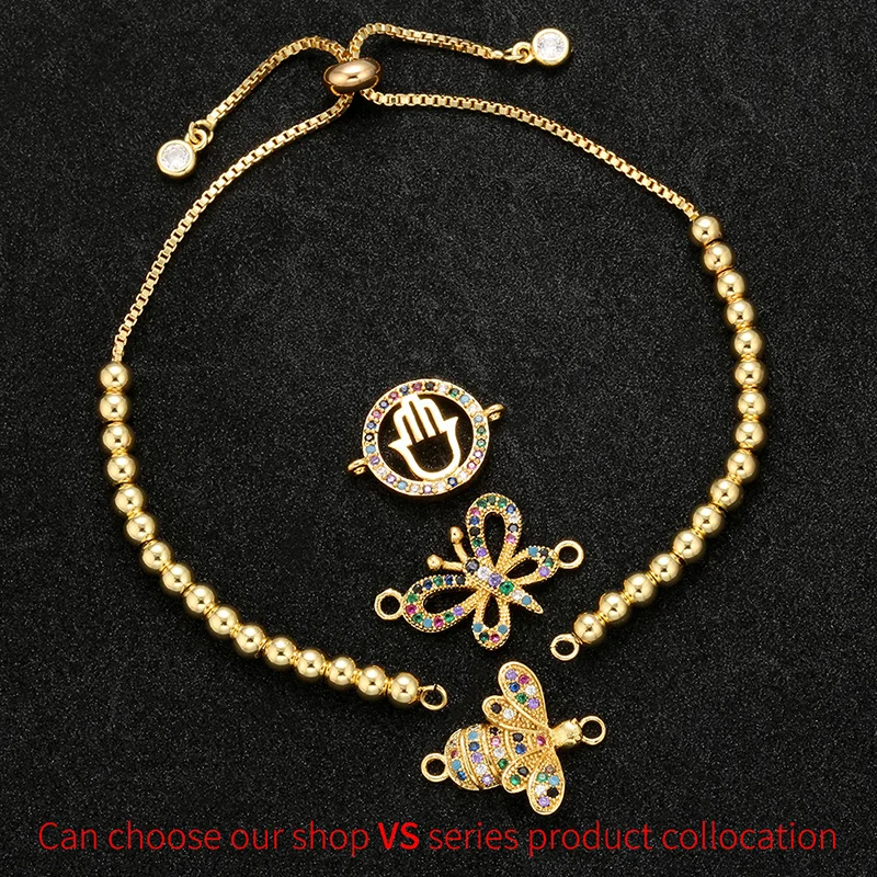 

ZHUKOU 7x260mm fashion high quality metal beads bracelet women DIY handmade jewelry decorative accessories model:VL14