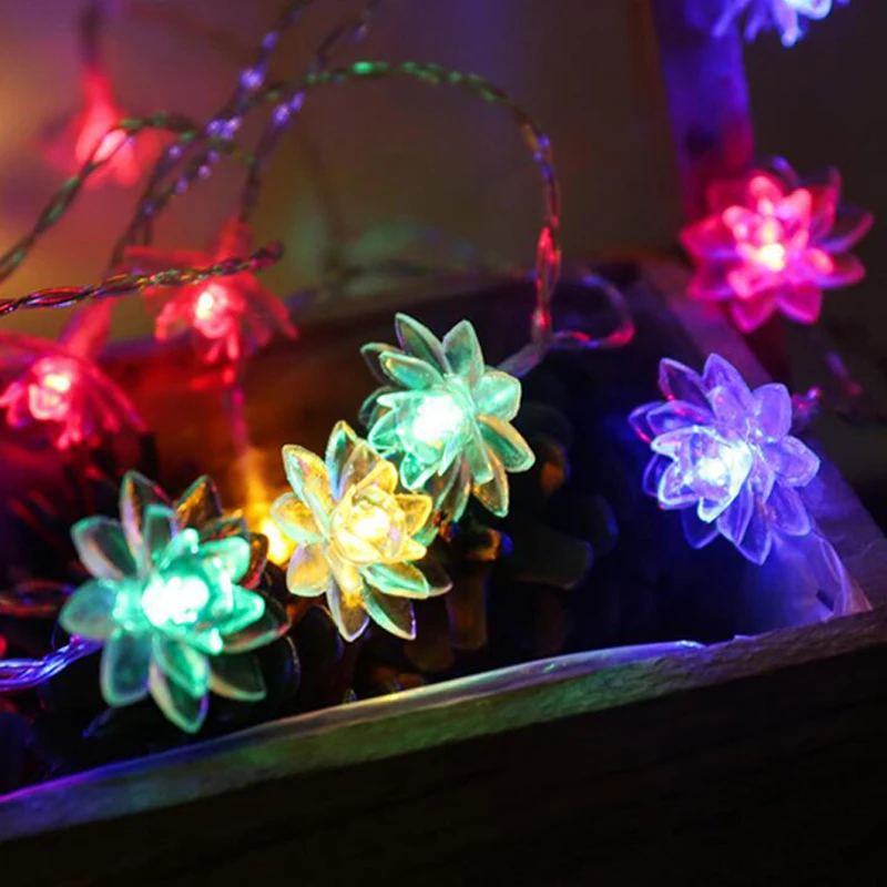 Fairy Lights Garland LED Lotus String Lights Christmas Festoon LED Lights Decoration For Wedding Holiday Party New Year Light solar outdoor lights garland morocco ball led fairy lights string wedding christmas decoration garden decor festoon led light