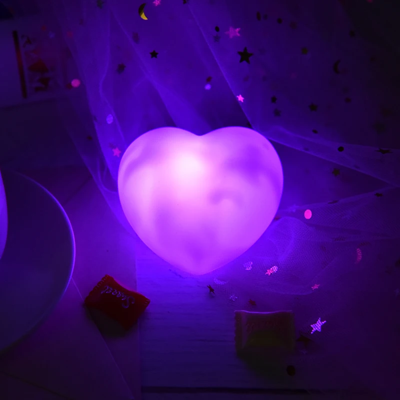 

High Quality Bed Lamp Heart Shape 110-220V Reading Light Auto LED Light Switch Button Cell Bedroom Night Lights Light