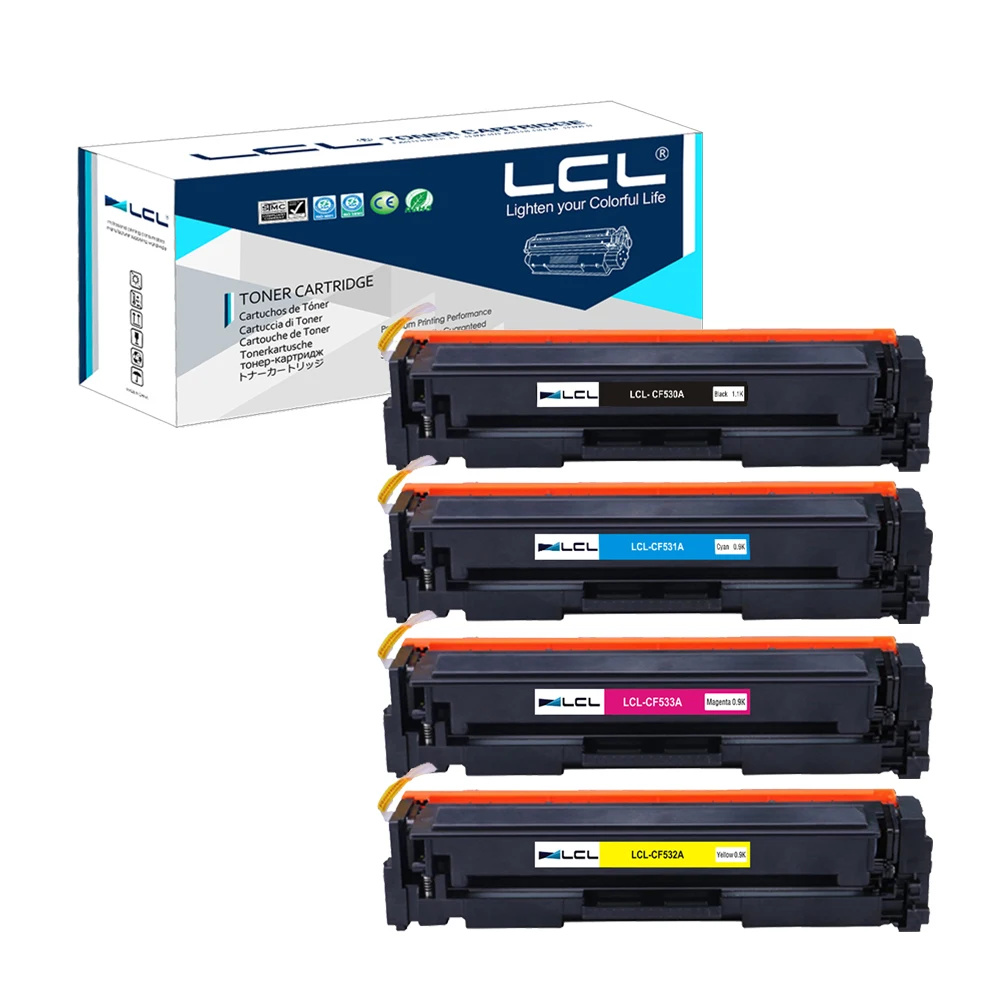 LCL CF530A CF531A CF532A CF533A (4-Pack KCMY) Тонер-картридж совместимый для hp color LaserJet Pro M154 M154NW MFP M180 |