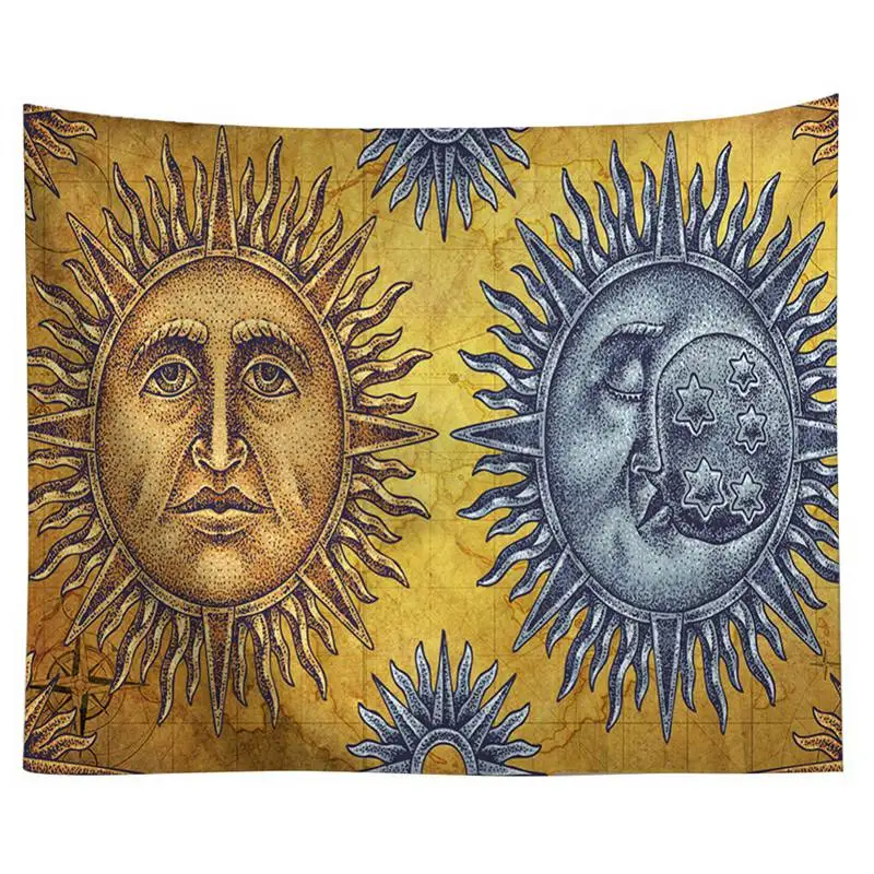 Classic Sun Theme Wall Hanging Tapestry Polyester Fabric Printed Wall