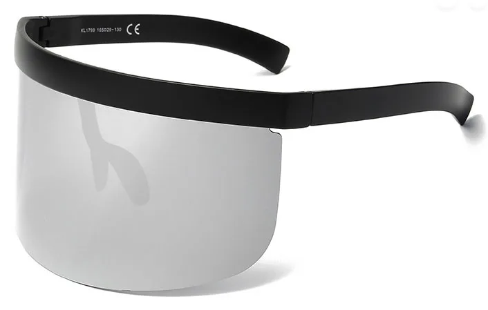 Новинка, солнцезащитные очки больших размеров для женщин, большая оправа, светоотражающие солнцезащитные очки, ветрозащитные мужские солнцезащитные очки в стиле ретро, квадратные очки без оправы 1191t - Цвет линз: C4 Silver