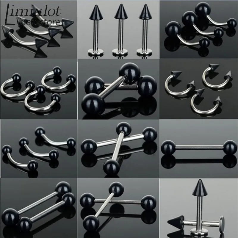 

Imixlot Low Price Wholesale 50Pcs/Lot Tongue Belly Lip Eyebrow Septum Cartilage Nose Barbell Rings Stainless Steel Body Piercing