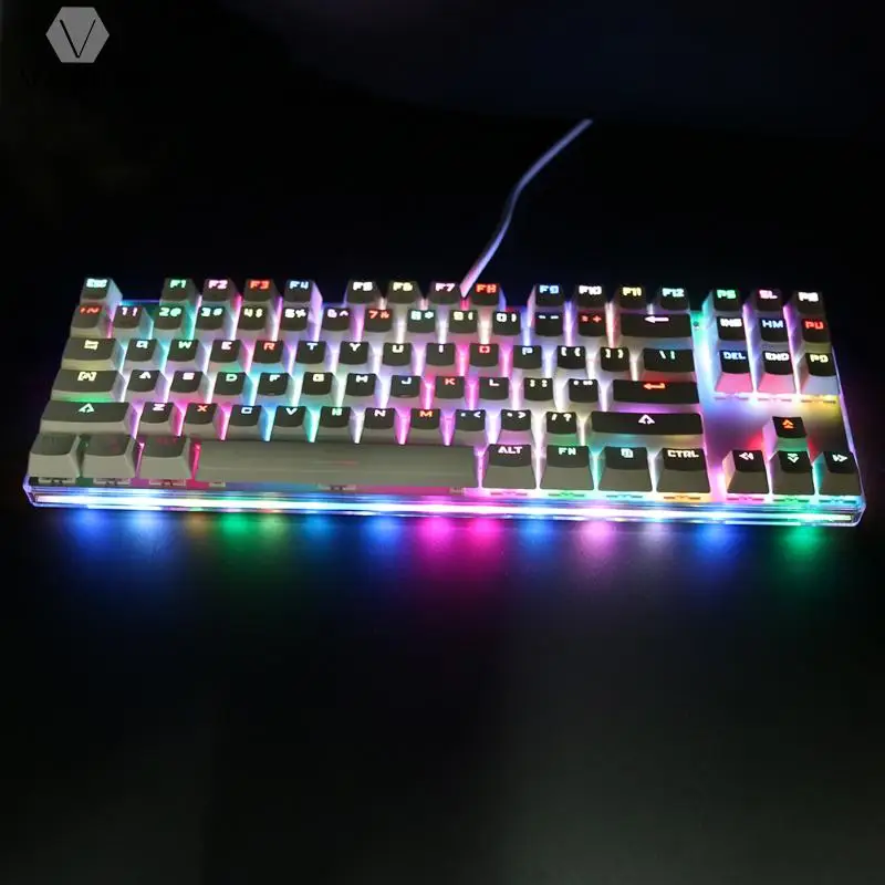 

Wired 87 Keys Mechanical Keyboard Anti-Ghost Aluminum Panel Color LED Backlight Computer Gaming Teclado Klavye Blue/Red Switch