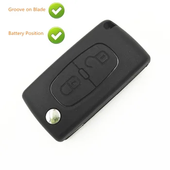 

2 Buttons Replacement Flip Key Case With Battery Position Groove on Blade For PSA Citroen C4 c4l c3 c2 c5 CE0536 Key Shell Case