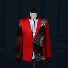 5 цветов Мужской пиджак с блестками блейзер для певцов в ночном клубе сценический Свадебный костюм жениха Наряд Костюмы S-2XL