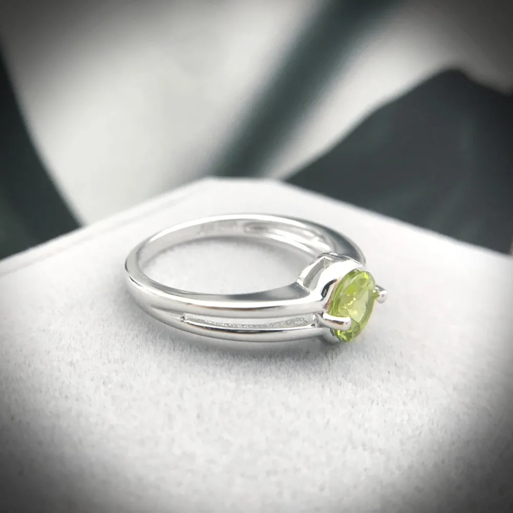 Hutang Перидот женское кольцо из чистого 925 пробы серебра натуральный зеленый драгоценный камень кольца Простые изящные элегантные ювелирные изделия Новое поступление подарок