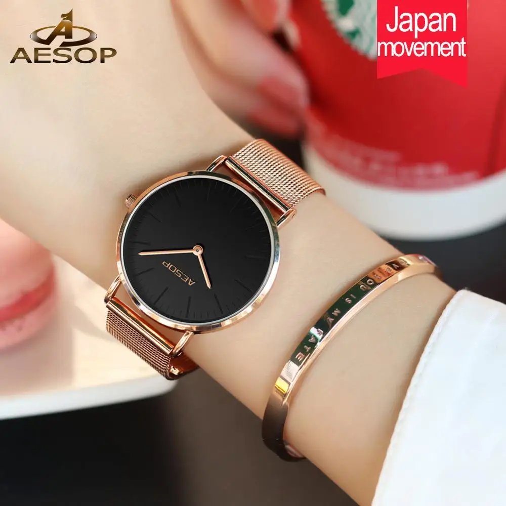 

AESOP Top Brand Luxury Fashion Women Watches Ladies Rose gold steel bracelet Quartz Wrist watch Montre Femme Relogio feminino