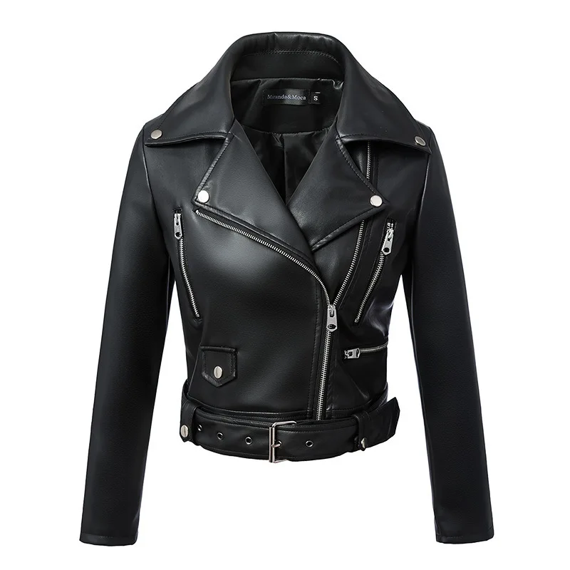 Women faux leather jacket black Biker Jackets Aviator coat new 2017 ...