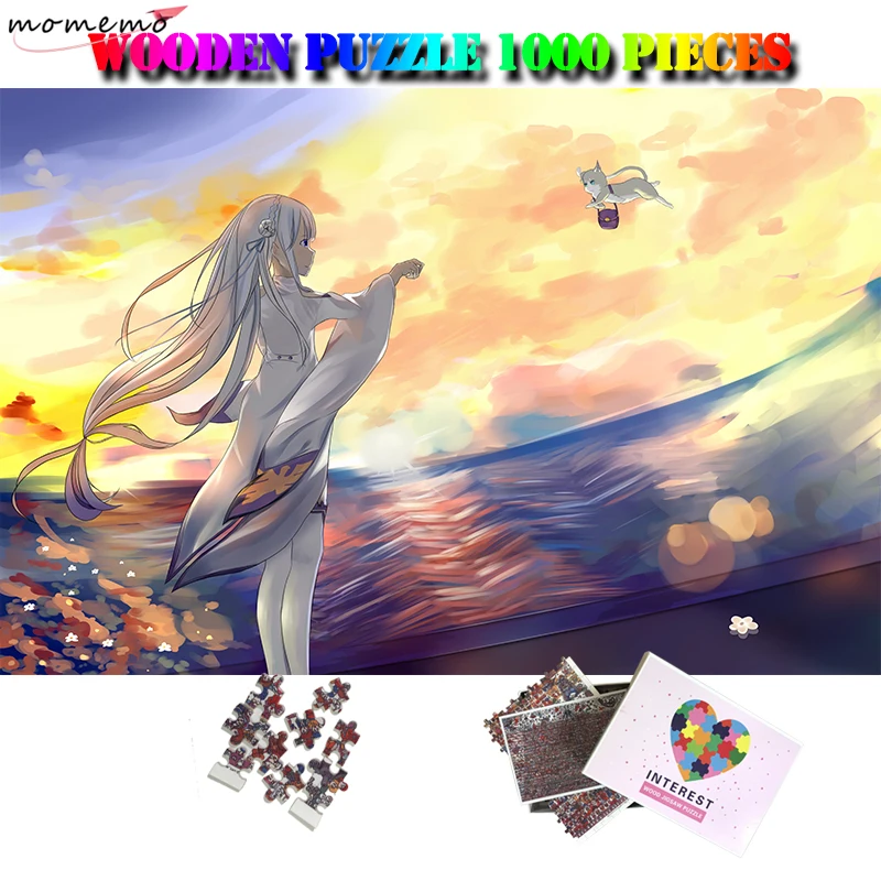 MOMEMO кошка-мессенджер 1000 шт. деревянный пазл красивый мультяшный аниме-узор