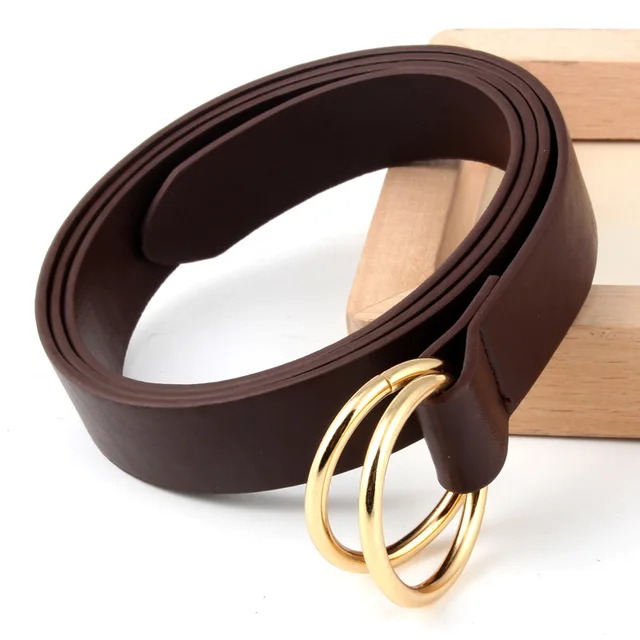 Women Double ring round buckle Belts Luxury Brand Designer Lady Waist