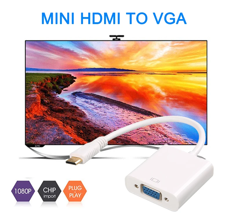 EGRINCY Mini HDMI вход для VGA выход HDMI Мужской адаптер для VGA Женский конвертер кабель 1080P для PS3/4 xbox 360 HDTV камера телефон