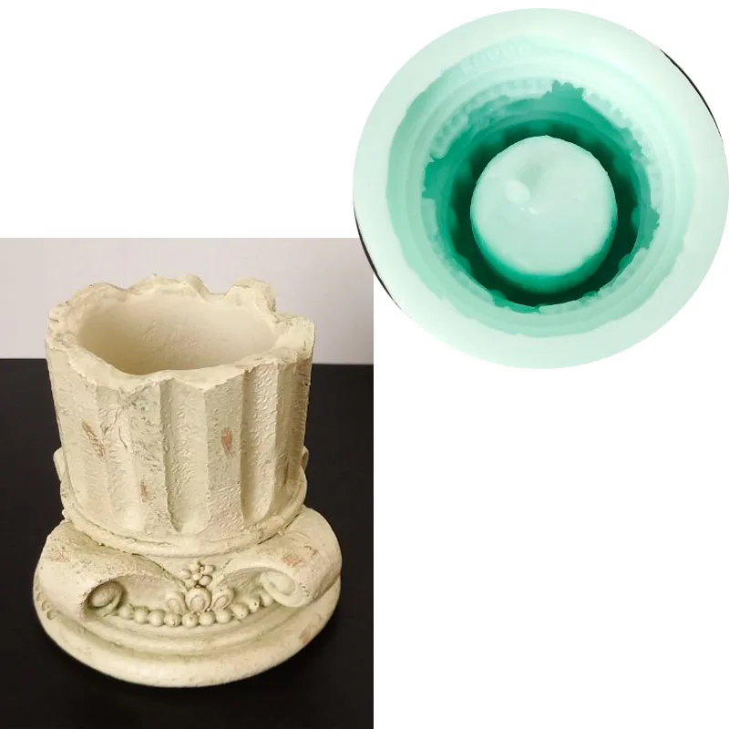 Goedkoop Europese kleine bloempot siliconen mal Beton succulent Planters pot mold Romeinse kolom ontwerp Vaas Mallen