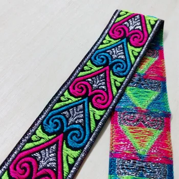 

4cm 40mm 1-5/8' Green Pink Blue Silver Filigree Ribbon Ethnic Heart Lace Costume Trim Laciness National Jacquard Garment Webbing