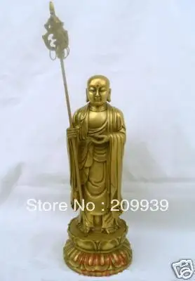 

00449`Nice Chinese bronze Ksitigarbha Bodhisattva statue 9"H