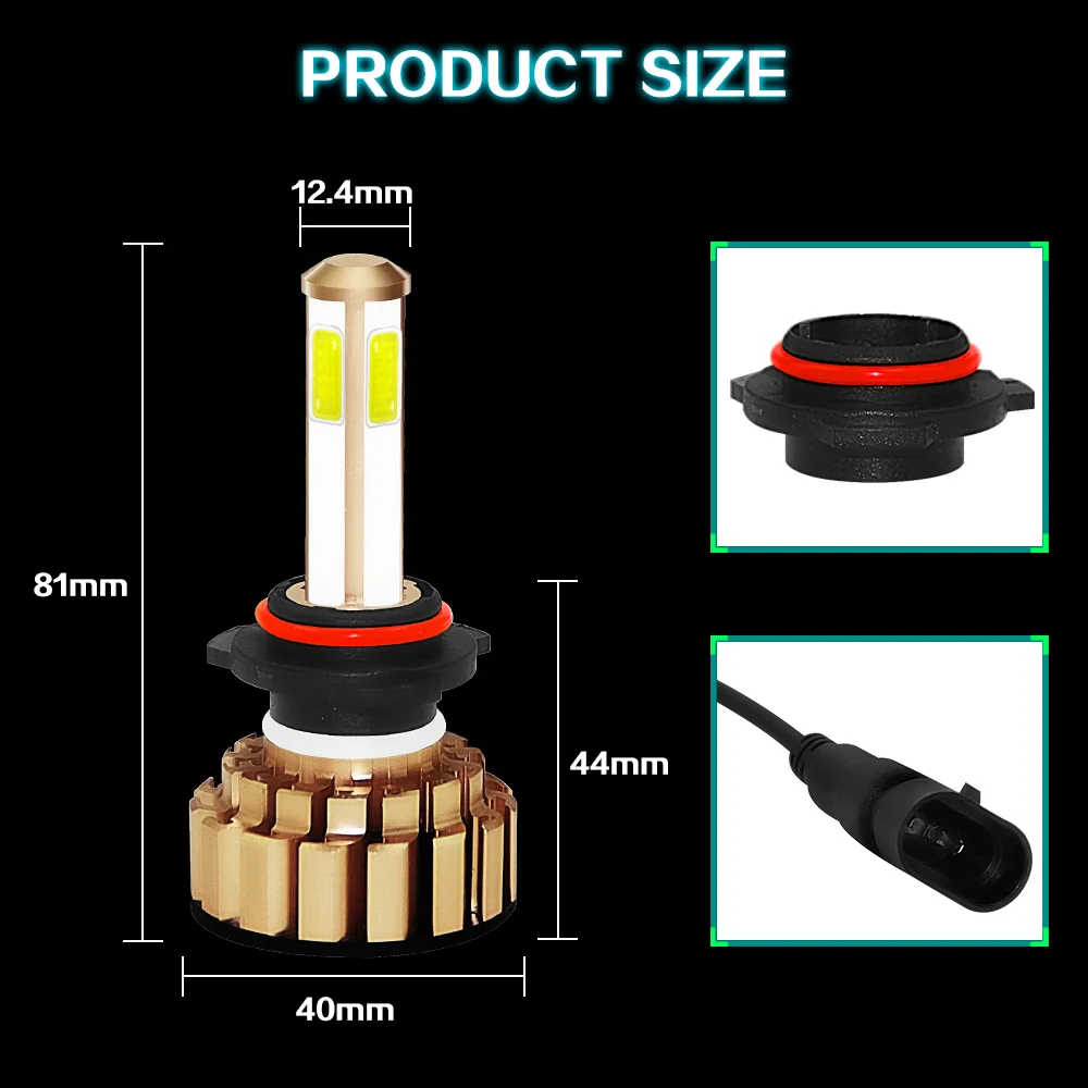 Aslent 4 стороны люмен H4 H7 H11 H8 9005 HB4 HB5 9006 COB комплект автомобильных светодиодных фар для авто 80 Вт 16000LM 6000 К авто фары светильник 12v