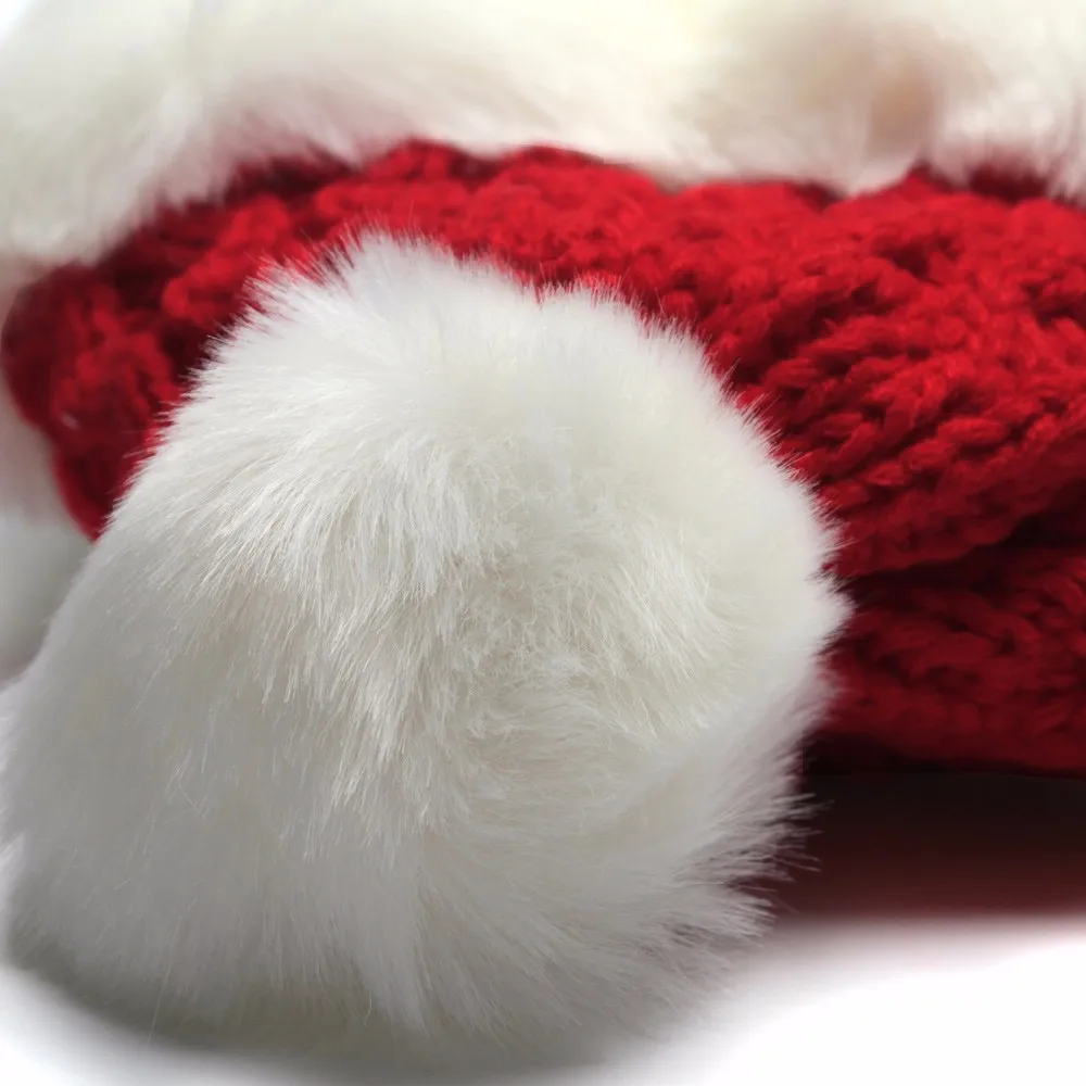 2016 Christmas Hats For Adults Women Winter Twisted Knit Beanies With Pompom Imitation Rabbit Hair Thick Warm Snow Earflap Cap (1)