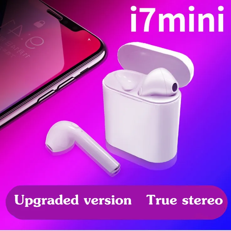 True stereo I7 Mini Wireless Bluetooth Earphone Stereo Earbuds Headset With Charging Box Twins Earpieces in Ear for Apple iPhone |