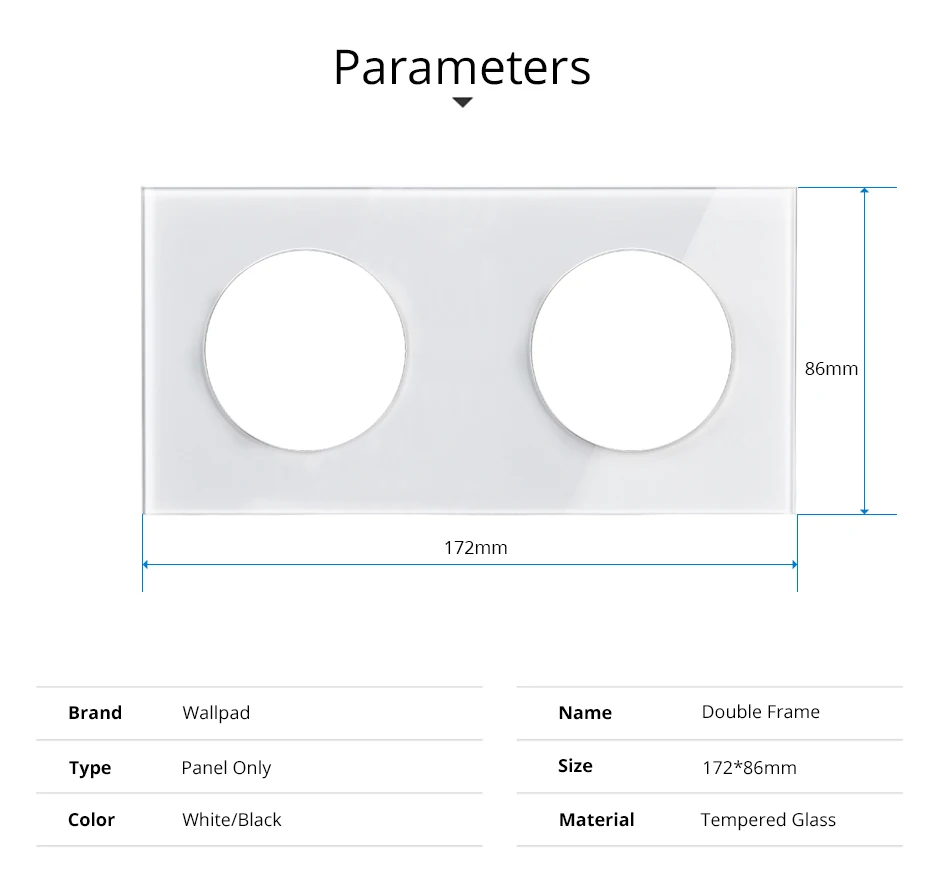Двойная панель из закаленного стекла, только 172*86 мм, белый и черный круглый круг