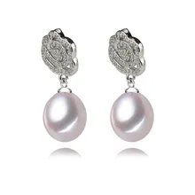 Snh AAA 8-9 мм падение серебро реальный естественный пресноводный жемчуг серьги Оригинальные культивированный жемчуг изделия серьги для женщин