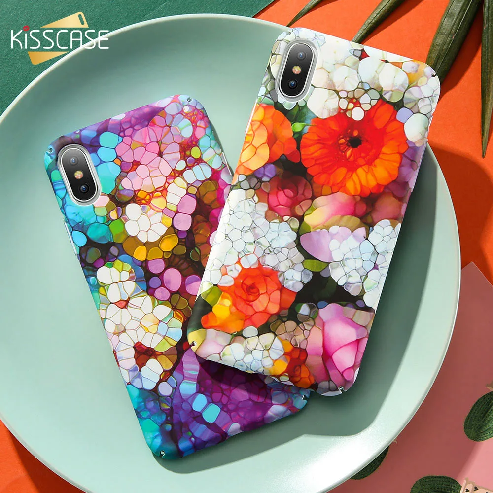 

KISSCASE Phone Case For iPhone X XS 7 8 Mosaic Neon light Pattern Matte PC Case For iPhone XS Max 6 6s Plus XR 7 Flamingo Cover
