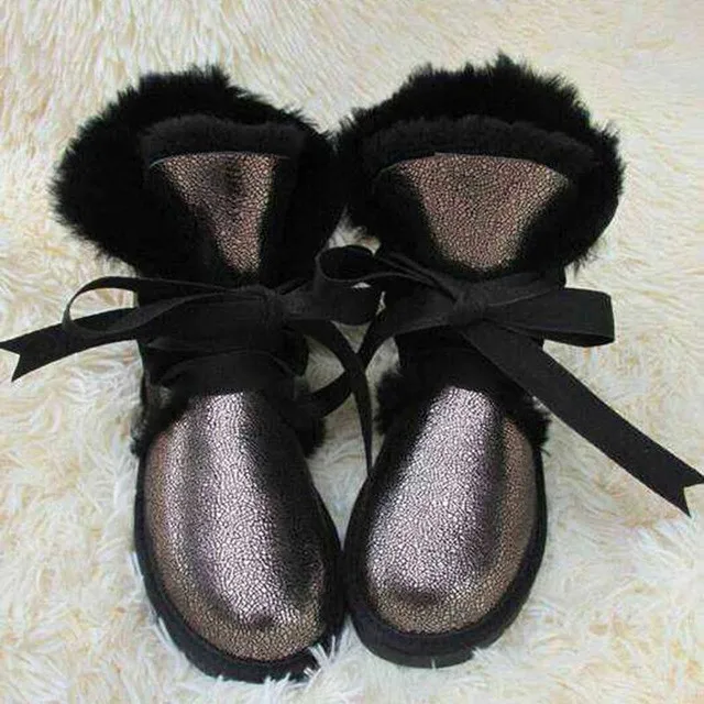 ; австралийские классические зимние ботинки из натуральной овечьей кожи; зимние ботинки в среднем стиле; женская обувь