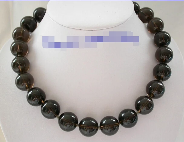 

ddh002659 stunning big 18mm natural black crystal beads necklace
