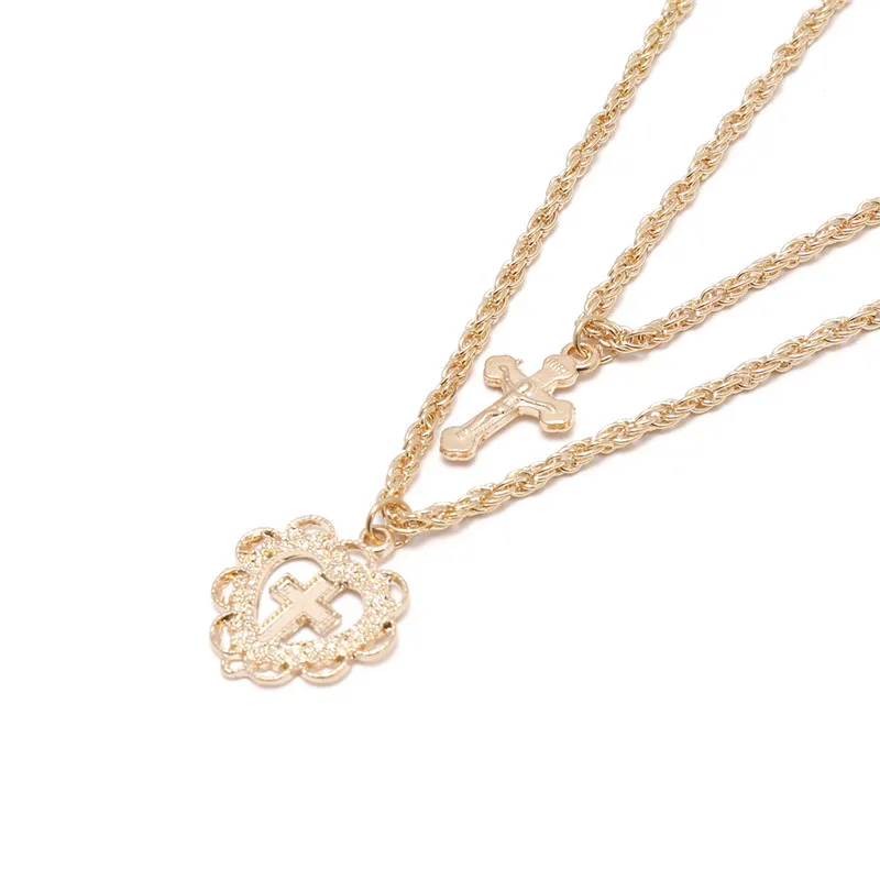 Религиозный крест, колье с подвеской, ожерелье s для женщин, простое золотое ожерелье с сердцем, ювелирные изделия для друзей