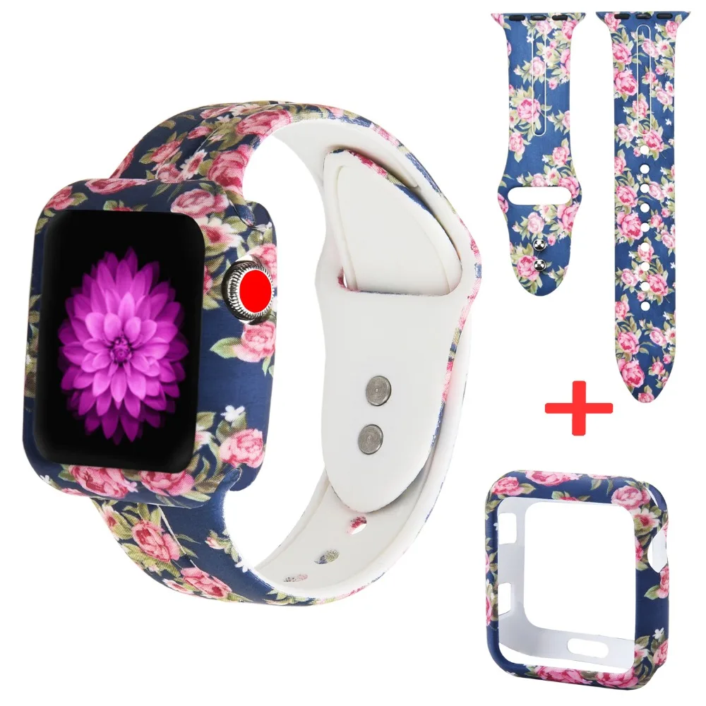 

Odog Soft Silicone Watchbands with Protective Case for Apple Watch 1 2 3 Series 38mm 42mm Wrist Bracelet Sport Strap