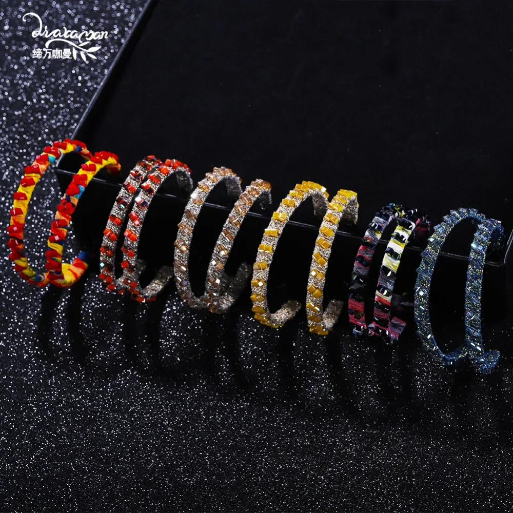 

Dvacaman Trendy Crystal Stone Hoop Earrings for Women Indian Bridal Hanging Earrings Girls Party Statement Jewelry Wholesale B00