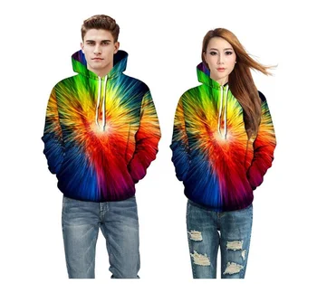 

European and American hot style color space men's and women's 3D digital printing long-sleeved jackets custom Polyester pullver