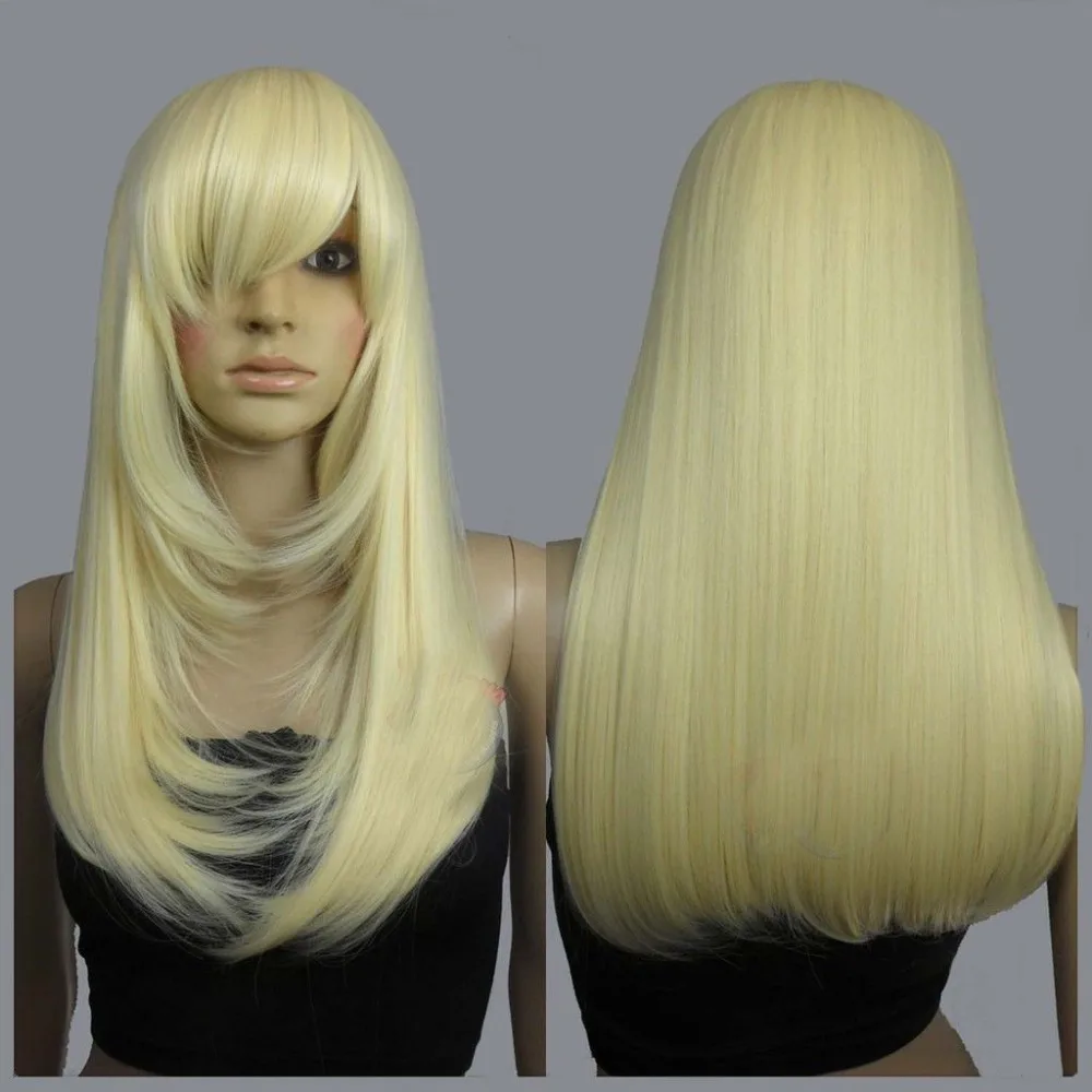 Мода длинные светлые прямые женщин парик косплей|wig maker|cosplay malewig mullet |
