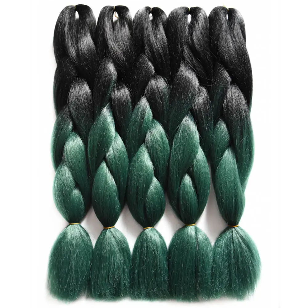 Feilimei Three/Two Tone Colored Crochet Braids Kanekalon Hair 24(60cm) 100g/pc Synthetic Ombre Jumbo Braiding Hair Extensions -