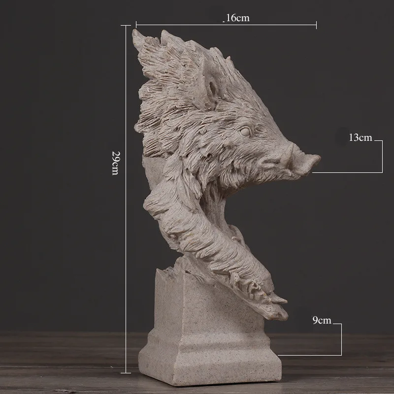  Pig Bust Sculpture Animal Shape Living Room Bedroom TV Stand Sandstone Crafts European Home Decorat - 32967566902