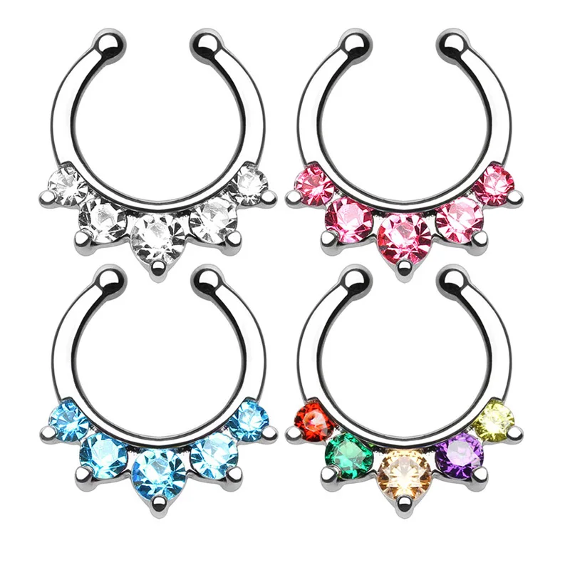 2016 New Hot Surgical Steel Zircon Fake Nose Ring Hoop Ring Nose Body