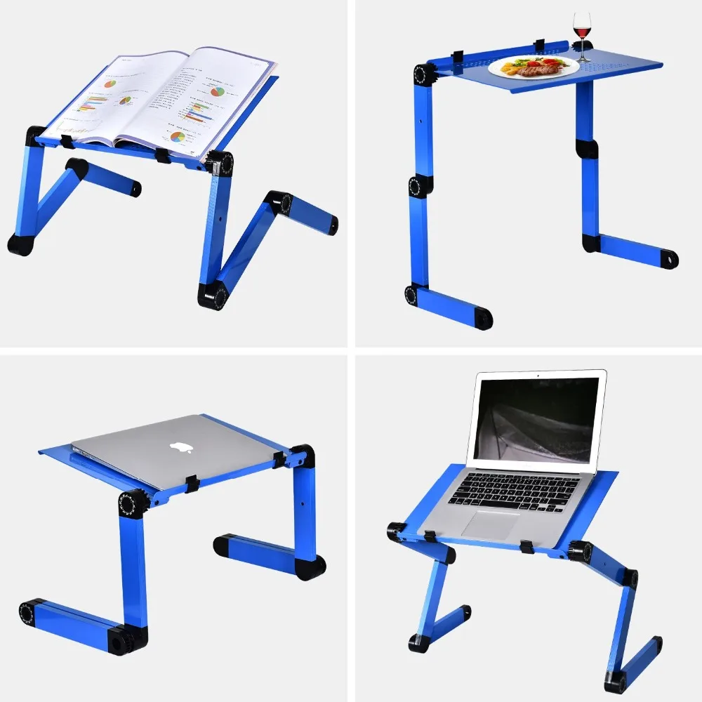 Portable Mobile Laptop Standing Desk For Bed Sofa Laptop Folding Table Notebook Desk With Mouse Pad & Cooling Fan For Office