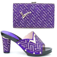 TH16 52 2016 Purple Fashion Italian Matching Shoe And Bag Set With Rhinestone Upscale African High