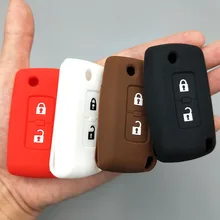 Силиконовый чехол для автомобильных ключей, набор для Mitsubishi Outlander Lancer Pajero, 2 кнопки дистанционного управления, Резиновая Защитная оболочка