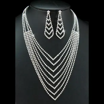 

Bridal Wedding Party Quality Queen Sparkling Rhinestone Necklace Earrings Set Bridesmaid Jewelry CS1129