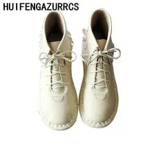 HUIFENGAZURRCS-2018 new handmade original women's shoes, genuine leather flat bottom Casual Short boots,fringed ankle boots HUIFENGAZURRCS-2018 new handmade original women's shoes, genuine leather flat bottom Casual Short boots,fringed ankle boots