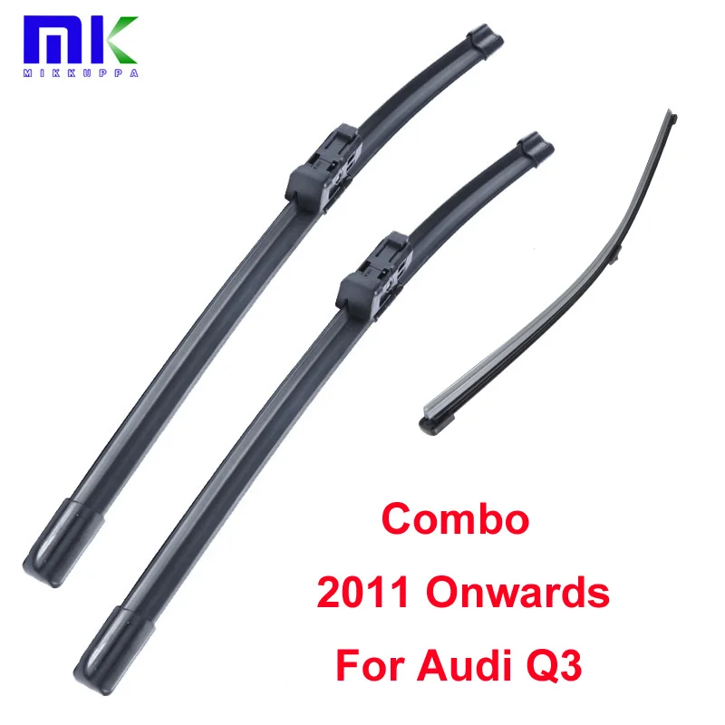 Combo Front And Rear Wiper Blades For Audi Q3 2011 Onwards Silicone