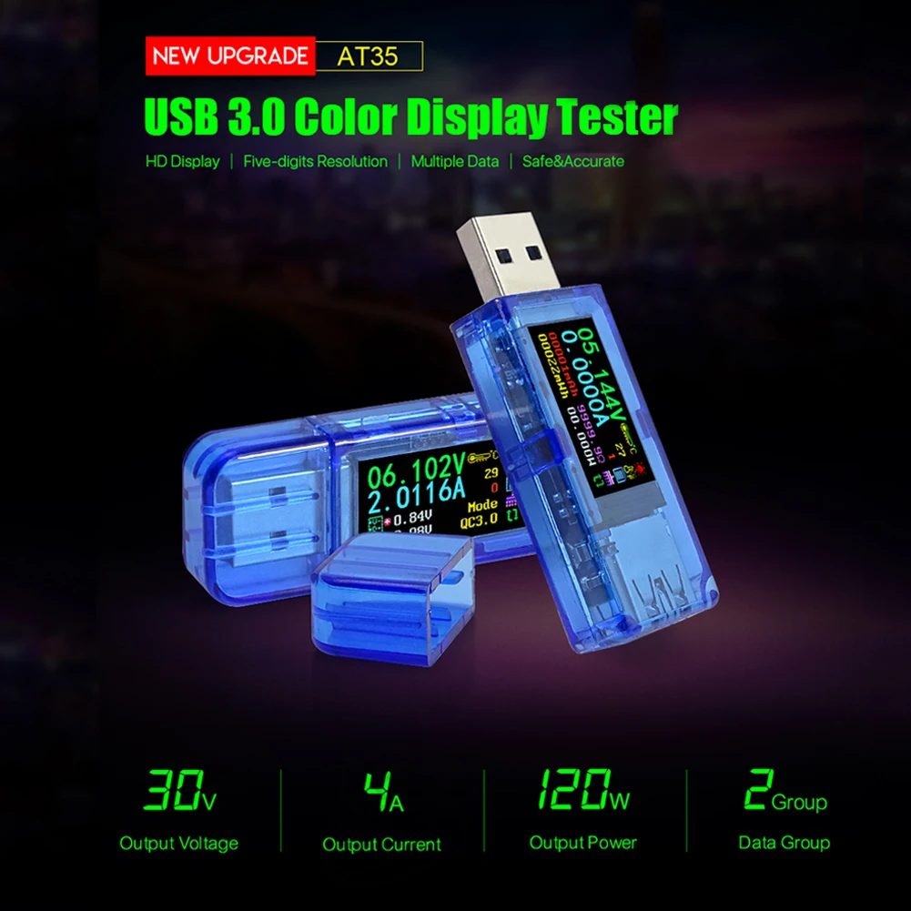 Зарядка от аккумулятора USB вольтметр мощности мультиметр высокой четкости