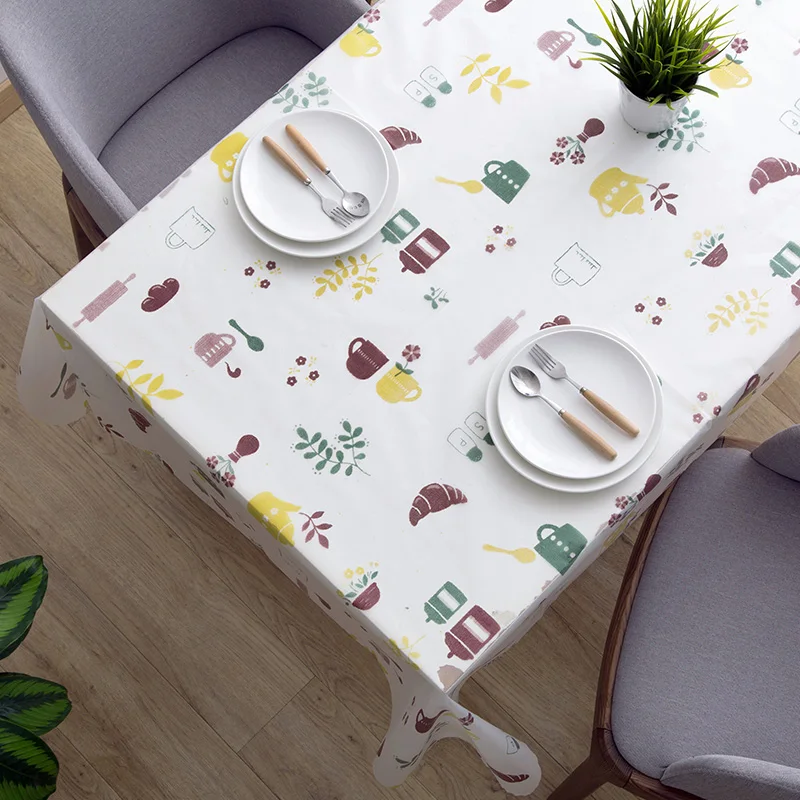 TUUTH PEVA Tablecloth 130 140cm 130 180cm Waterproof Oilproof Dining Table Cover Placemat For Restaurant Kitchen Home Decor11