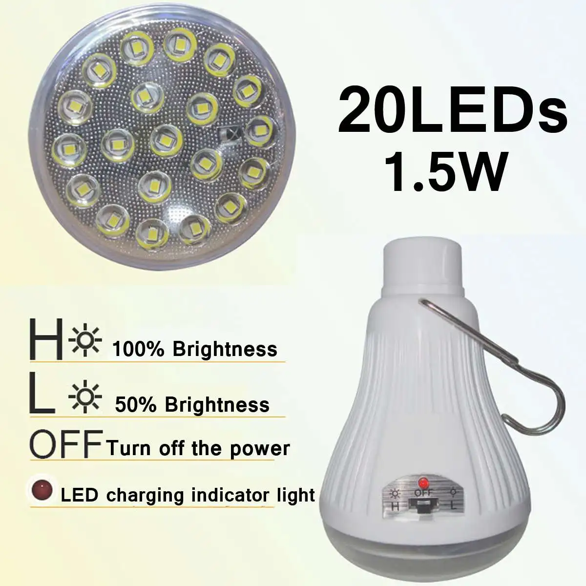

20 Led Rechargeable Light Dimmable Remote Control Solar Lamp Power Portable Led Bulb Outdoor Camping Lantern Solar Panel